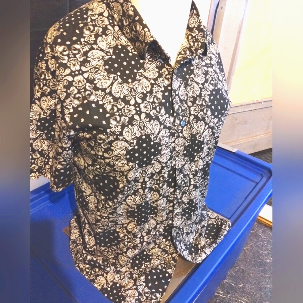 Bandana design button up short sleeves